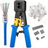 RJ45 Crimpzange Ethernet-Crimpwerkzeug für Cat6 Cat5 Cat5e RJ45 Durchgangsstecker und RJ12-Enden Wird mit 20 Stück RJ45 Cat6 Steckern geliefert
