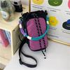Women's Nylon Color Block One-Shoulder Crossbody Bag with Woven Lanyard, Lightweight and Stylish.