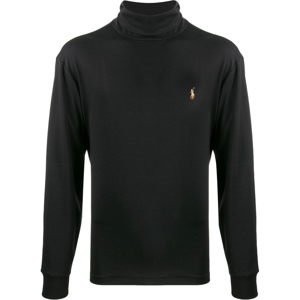 Polo Ralph Lauren Solid Logo High Neck Long Sleeve T-Shirt Men Tops Black 710760126-001