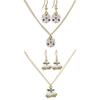 Women Girl Christmas Necklace Earring Set Alloy Plating Neck Chains Dangle Ear Loop Jewelry Gifts
