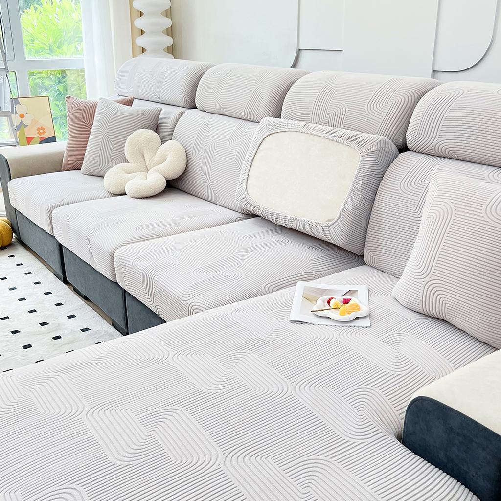 Sofa Seat Cushion Cover For Living Room Jacquard Thicken Stretch Removable Washable Sofa Cover Pets Kids Furniture Protector