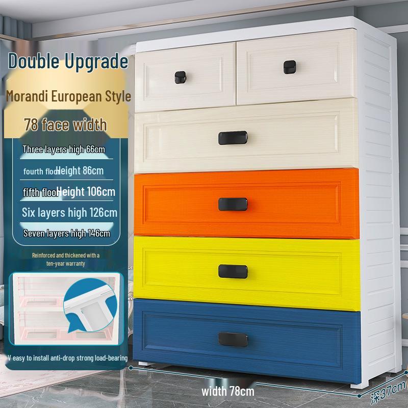 Morandi Children's Multi-Layer Storage Cabinet - Thickened Plastic Toy Organizer