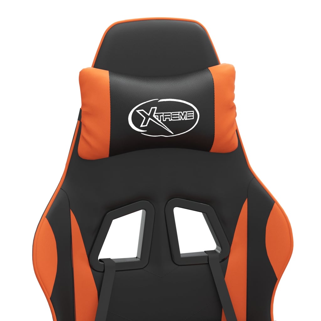 Gaming Chair Black and Orange Synthetic Leather