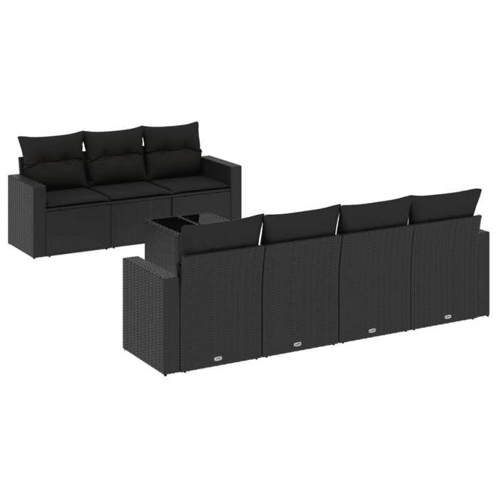 VidaXL Garden Lounge Set with Cushions 8 Pcs, Patio Sofas, Patio Furniture Set, Outdoor Furniture, Black 3218715