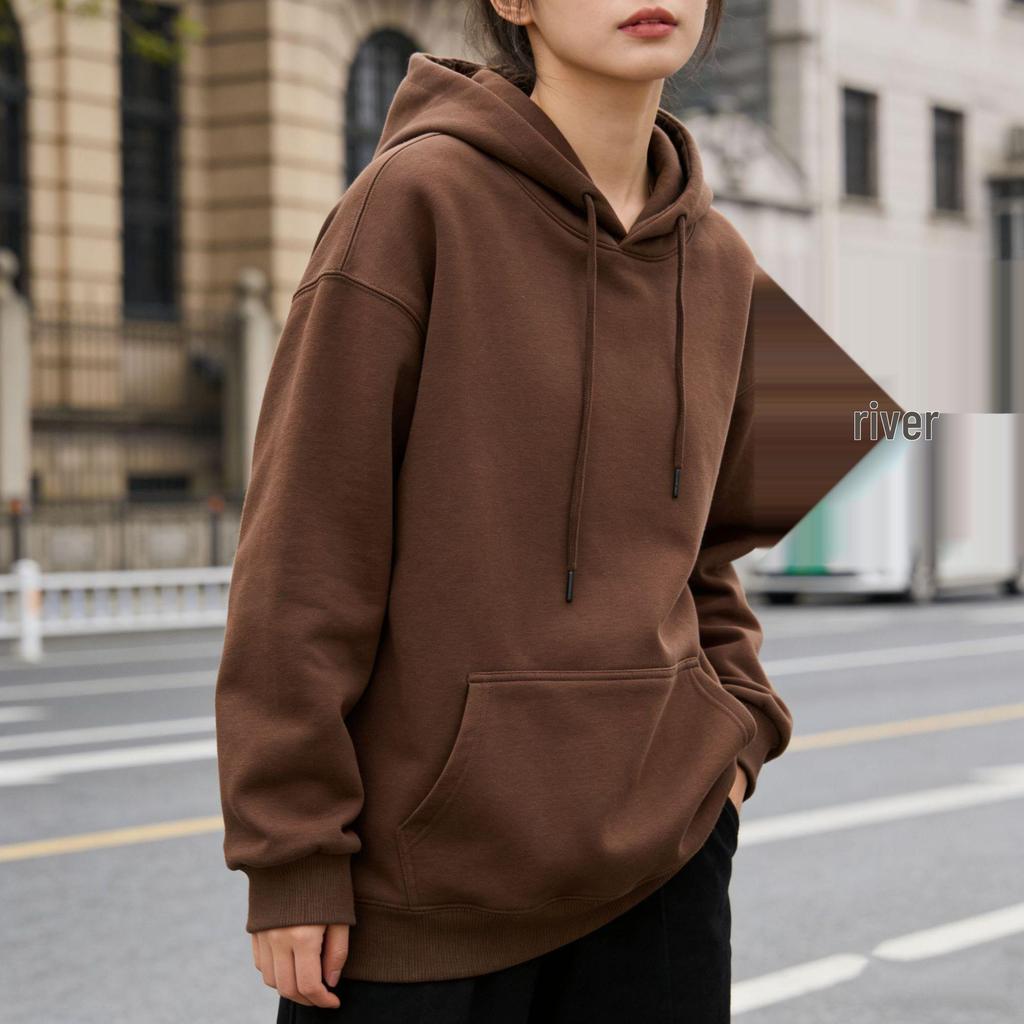 Women's Trendy Solid Color Drop Shoulder Hoodie - Casual, Warm, and Versatile Autumn/Winter Pullover Top