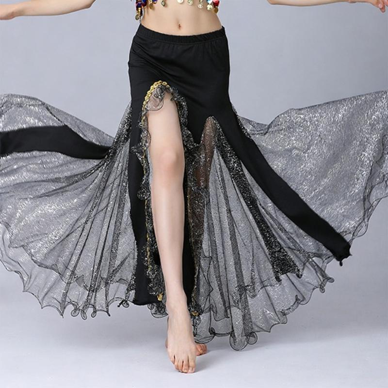 Belly Dance Skirt Sequins Slit Tribal Bellydance Skirts Belly Dancer Costumes for Women Carnival Outfit Dancing Skirt