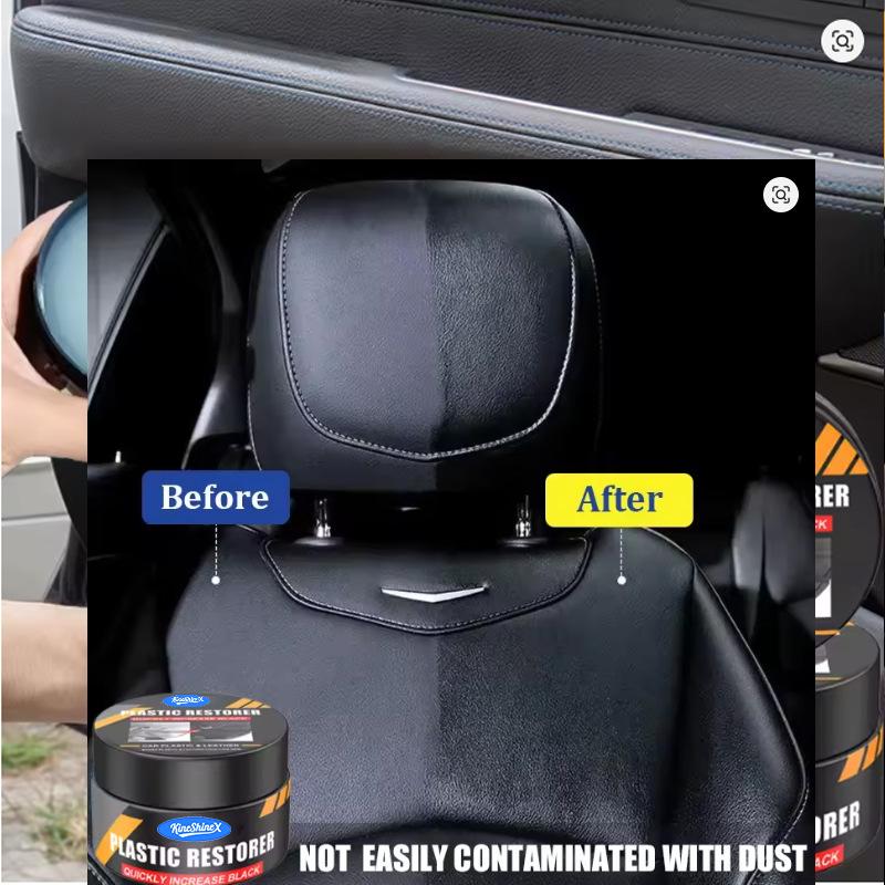 Kunststoffauffrischer Wachs – Schnelle Schwarzfärbung für Auto-PU-Leder, Innenraumverkleidungen & Reifen, Auto-Detailing Reparaturcreme