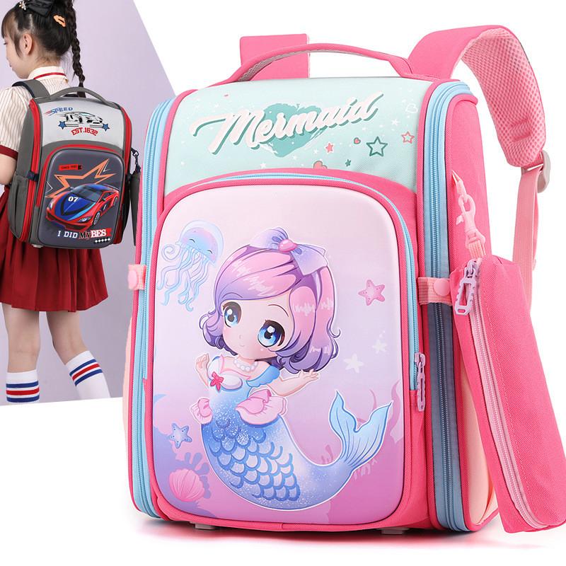Adorable Lightweight Nylon School Backpack For Kids Grades 1 To 6 With Spacious Capacity