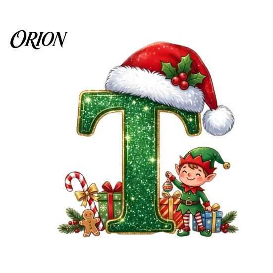 Unique Festive Gift for Family Personalized 26 Alphabet Christmas Ornament with Santa Hat Elf Design, Acrylic Customized Wrapping Tag Hanging