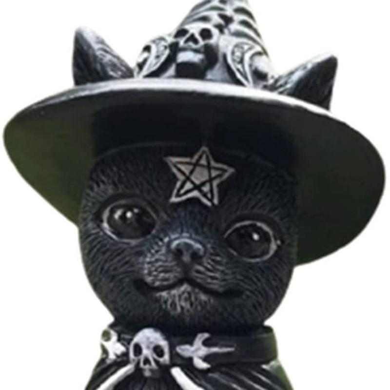 Halloween Magic Cat Resin Ornament Decoration Cute Set Ornament Magic Cat Croissant Wings Hat