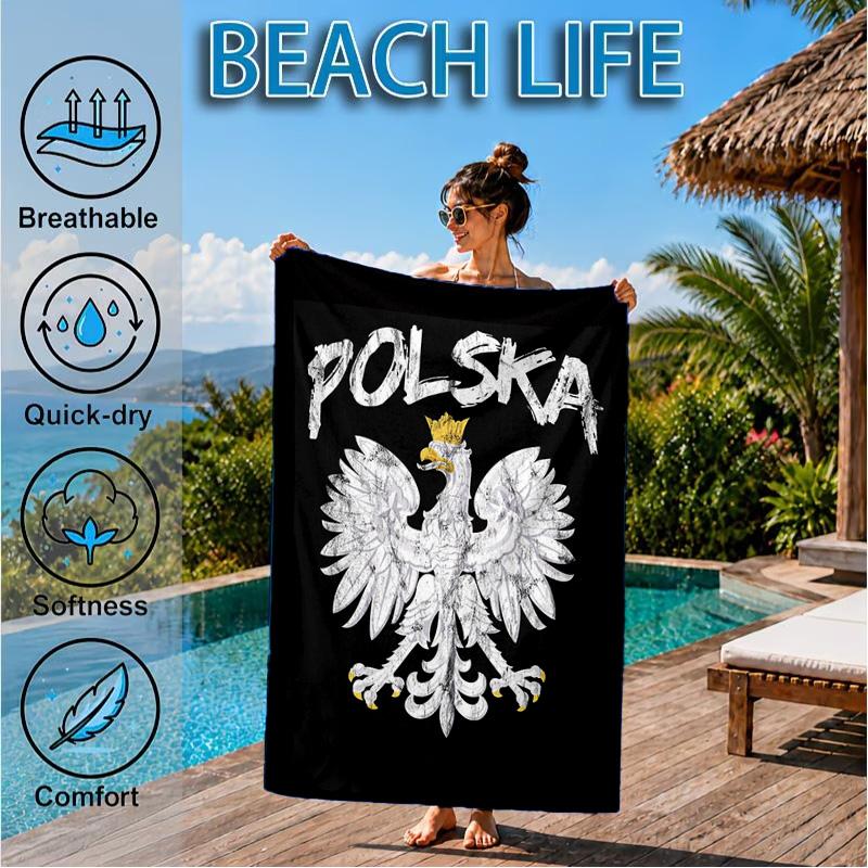 Eagle Of Poland: Symbolic Strength Beach Towel, Quick-drying, Easy To Care For, Suitable for Both Fitness and Beach Vacations,Sports Essential