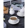 Porcelánová čajová súprava - 8 oz biela kávová šálka/šálka na čaj, podšálka, lyžičky, čajník a kanvička na mlieko, 17 kusov (FD-TW17PC SADA, Biela)