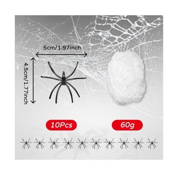 Halloween Spider Web Decoration, 60g Spider Webs with 10 Fake Spiders for Halloween Decoration Prop for Hallowee
