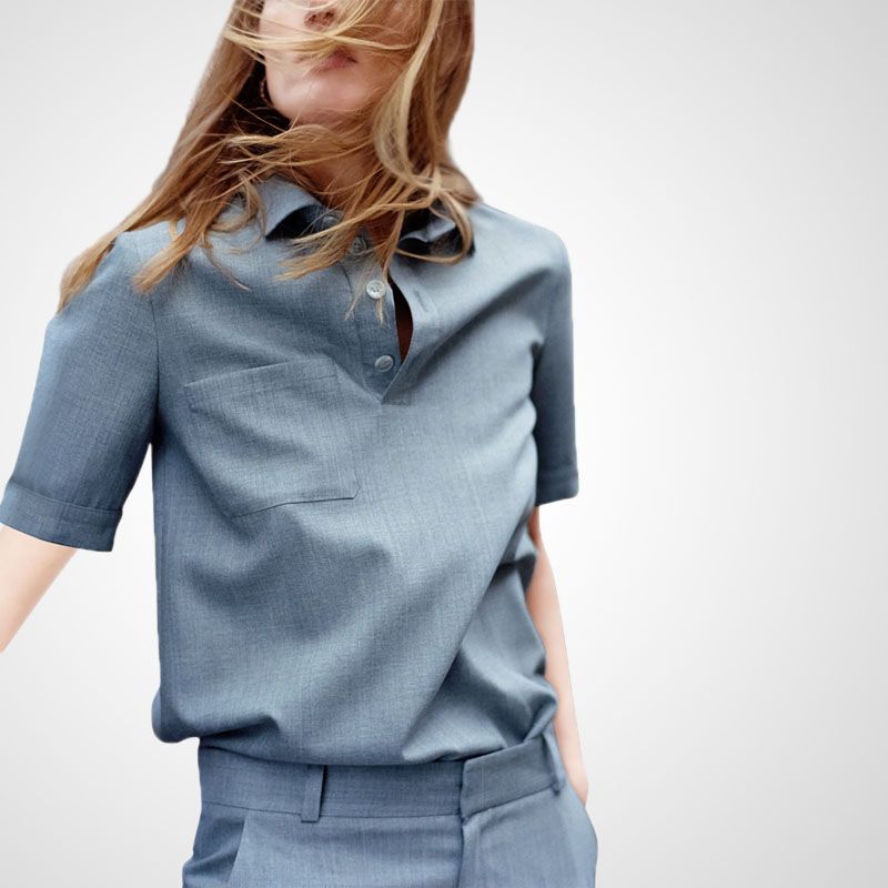 

Silm Slim Looking Elegant Fashion Short Sleeve Sense of Design Shirt Gray M