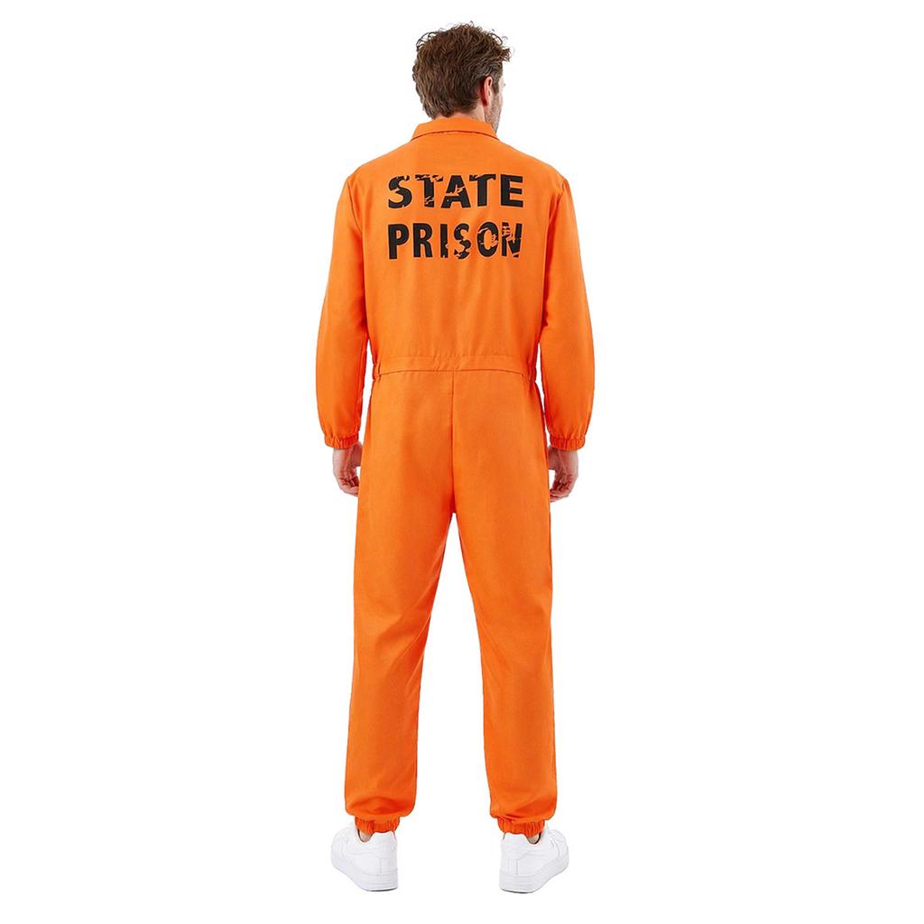 Erwachsenen Gefängniswärter Kostüm für Herren - Gestreifter Gefängnisoverall Rollenspiel Outfit für Halloween und Kostümpartys