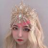 Handmade Halo Crown Headpiece Lolita Goddess KC Gothic White Angel Feather Wings Halo Crystal Crown Headband Hair Accessories