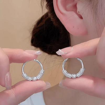 Retro Bead Hoop Earrings: Women's High-End Classic Fashion Jewelry