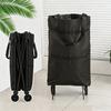 Foldable Shopping Trolley on Wheels Heavy-Duty Waterproof Oxford Fabric Collapsible Grocery Bag with Silent Wheels Rolling Shopping Cart