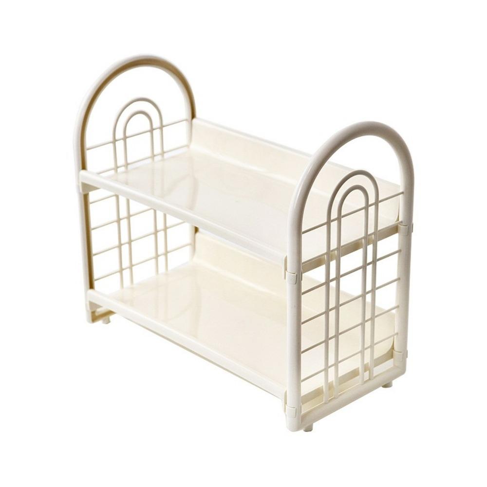 

Large Capacity Double Layer Storage Rack Plastic Hollow Out Organizer Office