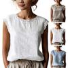 Women Tops Round Neck Sleeveless Loose Fit Summer Casual Vest Pure