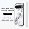 For Google Pixel 9 Pro XL Case Marble Pattern Tempered Glass+PC+TPU Protective Phone Cover