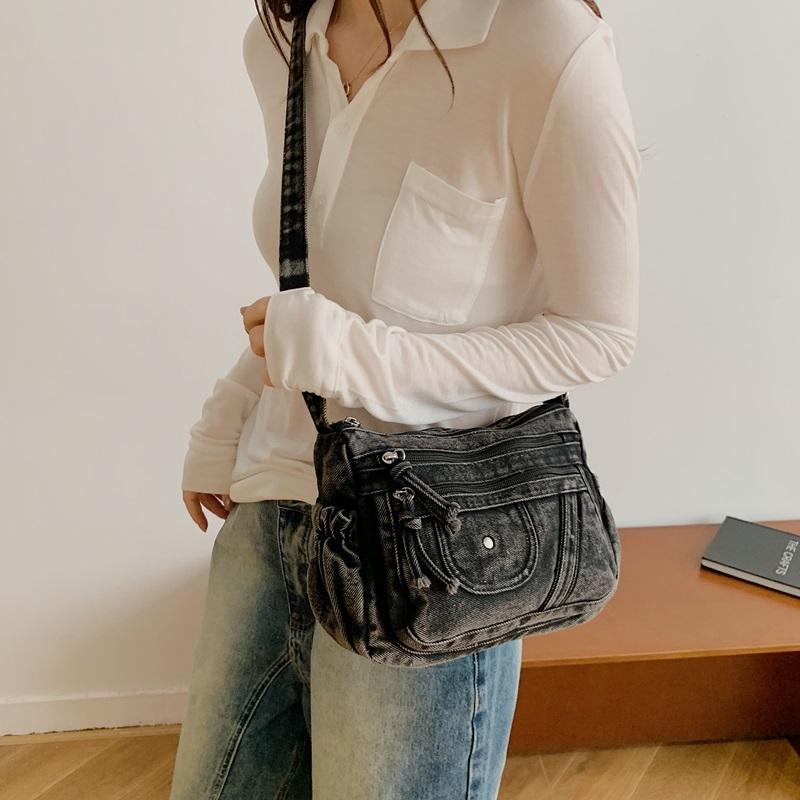 Crossbody Bag Women's Vintage Denim Bag Large Capacity Lightweight Shoulder Bag
