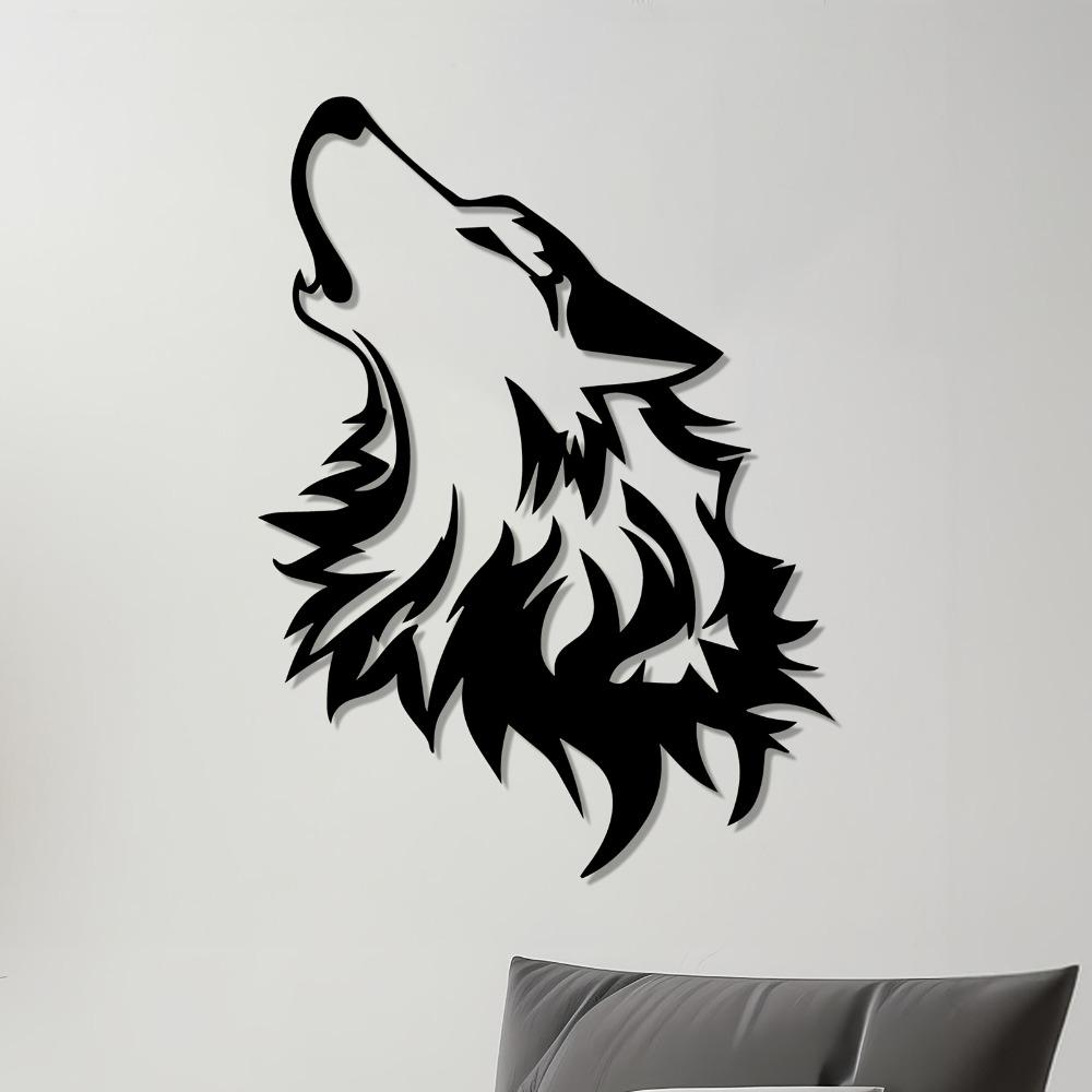 1pc Howling Wolf Metal Wall Art, Iron Wolf Sculpture Outdoor Decor for Garden Patio Fence, Christmas Easter Thanksgiving Gift for Wolf Lovers