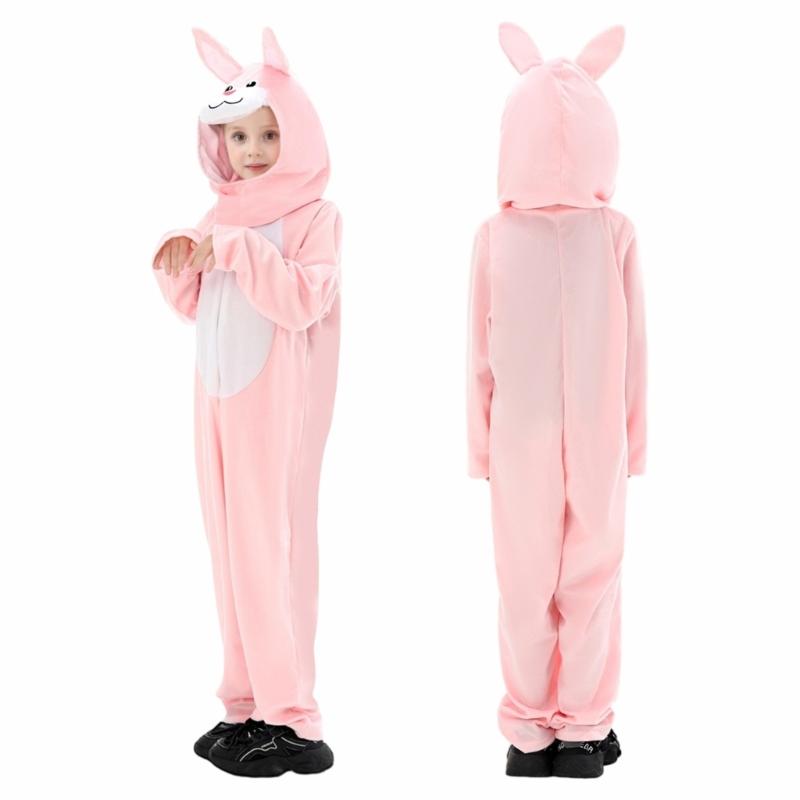Osterhasen-Outfit für Kinder Weiches Polyester Ausführungskleidung Mit Halsaccessoire Für Bühnenauftritte Und Feiern