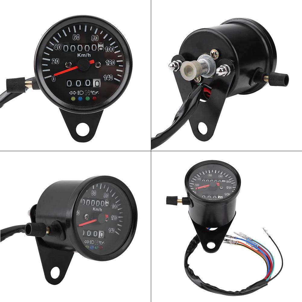 Keenso Motorcycle Speedometer Tachometer 60mm Black Waterproof Universal Motorcycle Odometer Speedometer Gauge