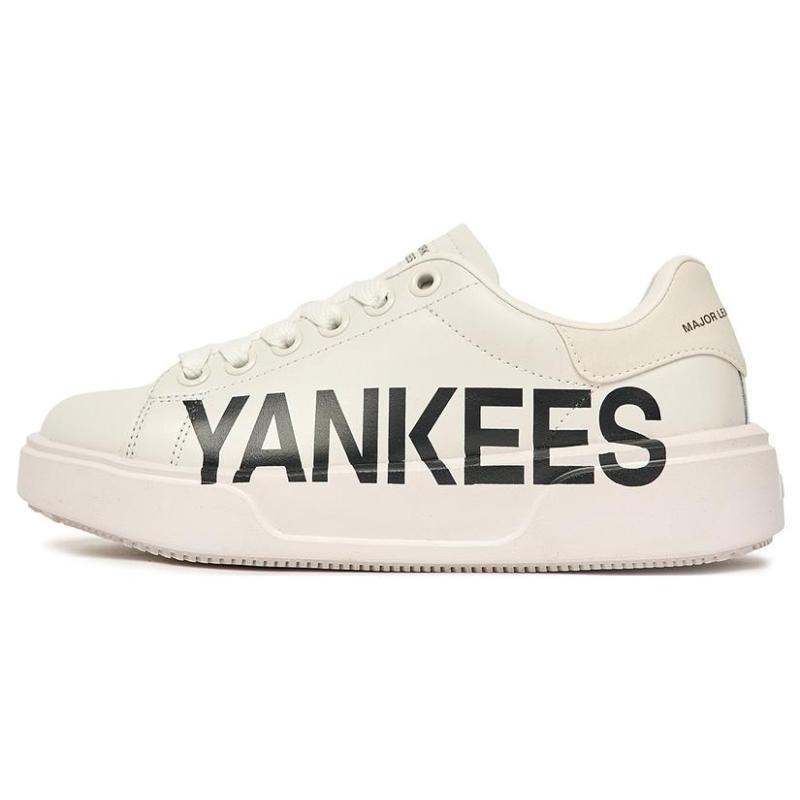 MLB Chunky Classic P NY Slip Resistant Abrasion Resistant Low top Skateboard Shoes Unisex White Black Sneakers 3ASXCCP3N-50WHS 42.5