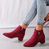 Fashion Casual Metal Decoration Solid Suede Ankle Boots Women Pointed Toe Medium Heel Chelsea Boots Women 2025 Classic Winter Shoes