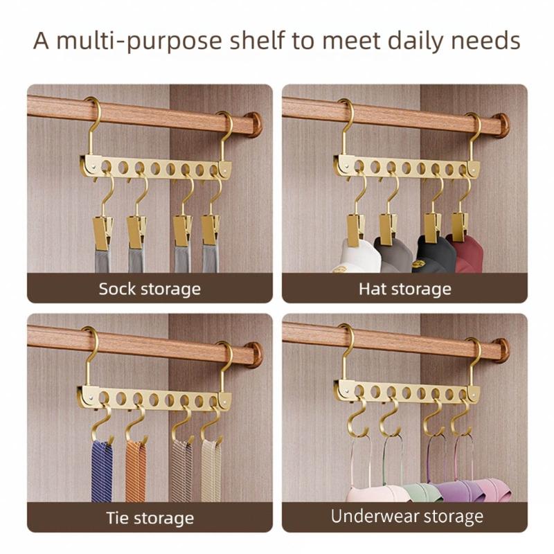 Space Saving Lightweight Garment Rack 6/8 Hooks For Scarves Ties Towels Foldable Storage Solution Closet Essential
