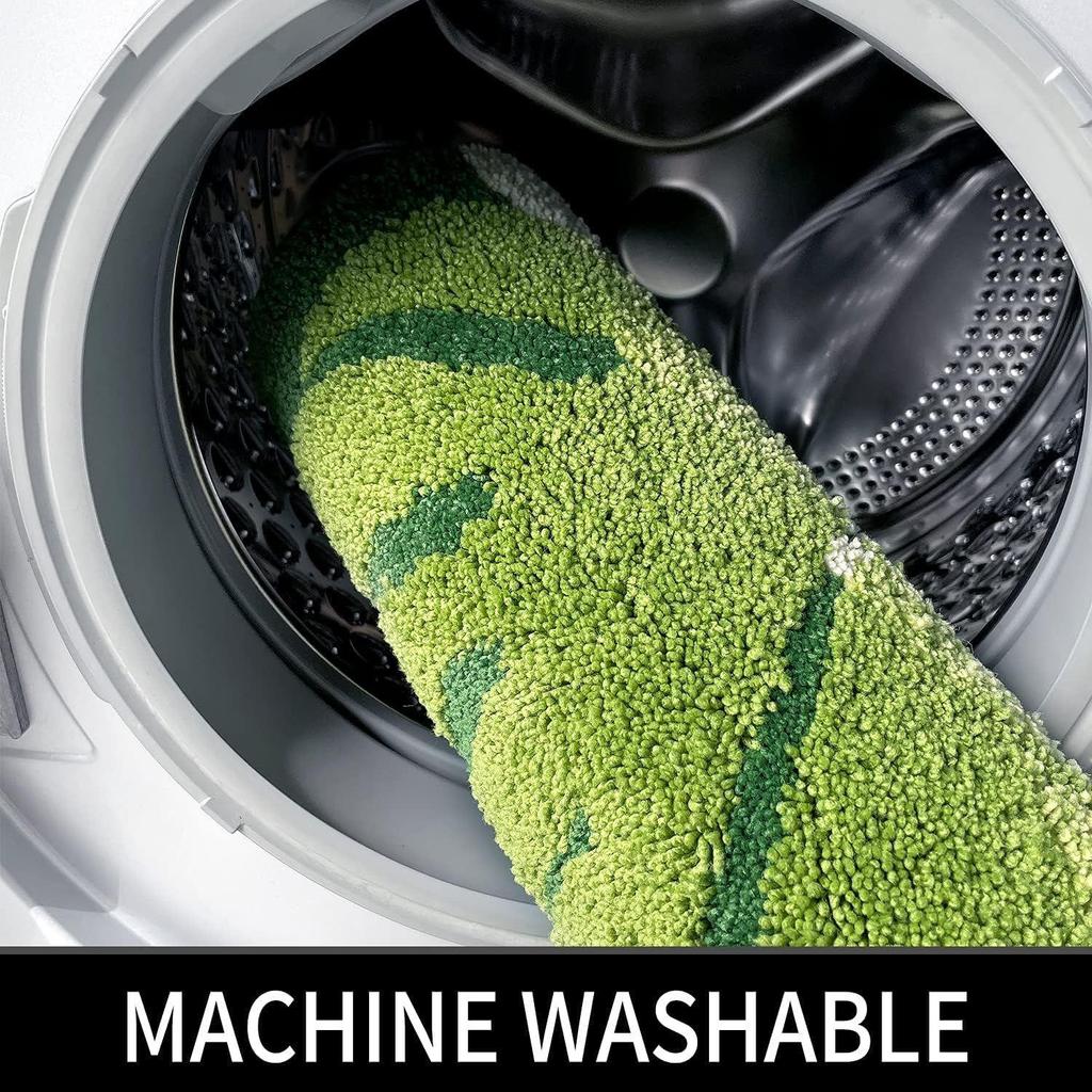 Two Leaf Super Soft Microfiber Bath Mat Super Absorbent Anti-Skid Door Mats for Home/Bathroom Mat/Bedroom/Kitchen/Floor Mat (Green) Pack of 1