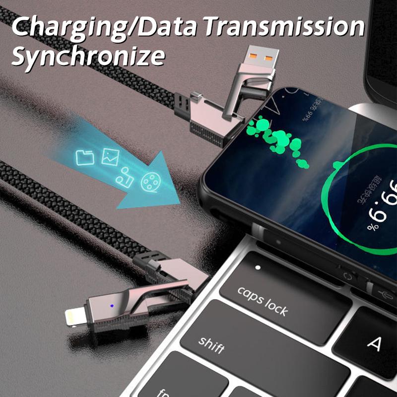 4 In 1 66W Usb Type C Fast Charging Data Cable Cord Pd 27W For Iphone 15 Samsung Xiaomi Multi Port Mecha Quick Charge Wire Line
