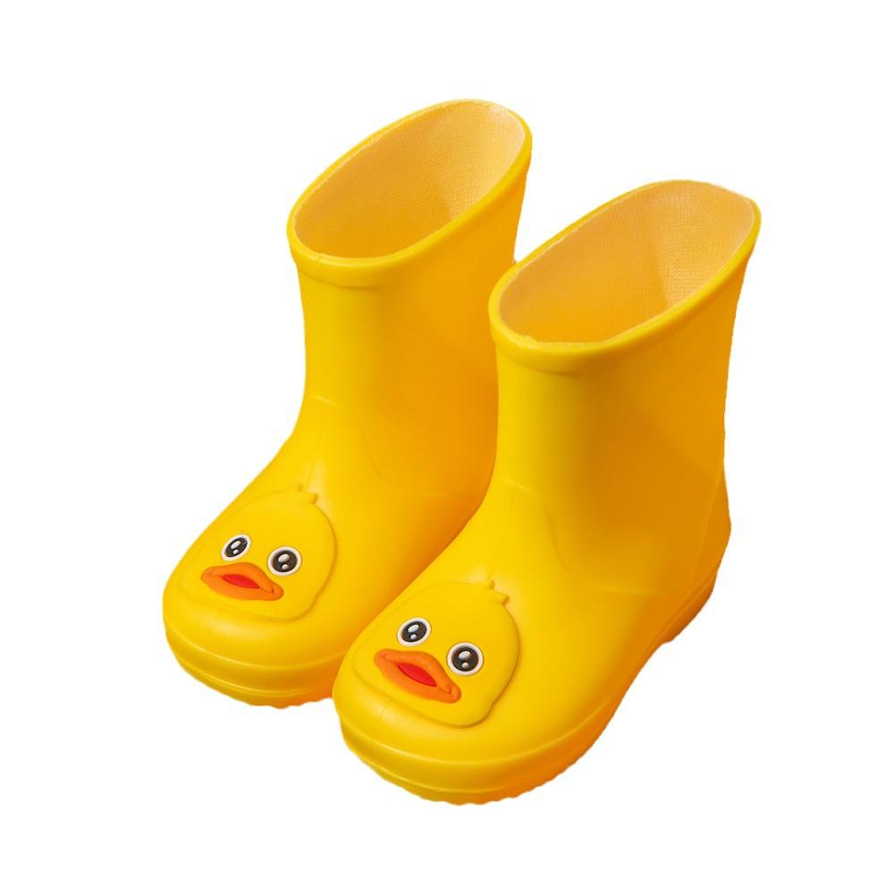 Children's Waterproof Cartoon Duck Rain Boots for Toddlers, Non-Slip, Ages 1-7.
