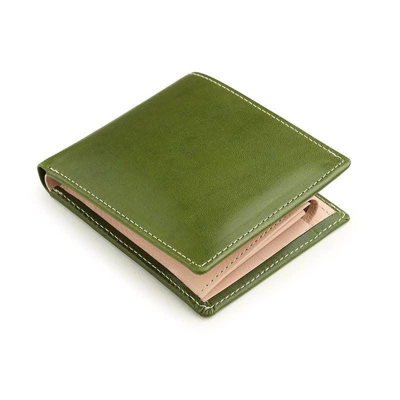

Vegetable Tanned Leather Wallet Tree Paste Leather Wallet Men s Leather Change Bag WalletsOEM 11.5X3X9.5cm зелений