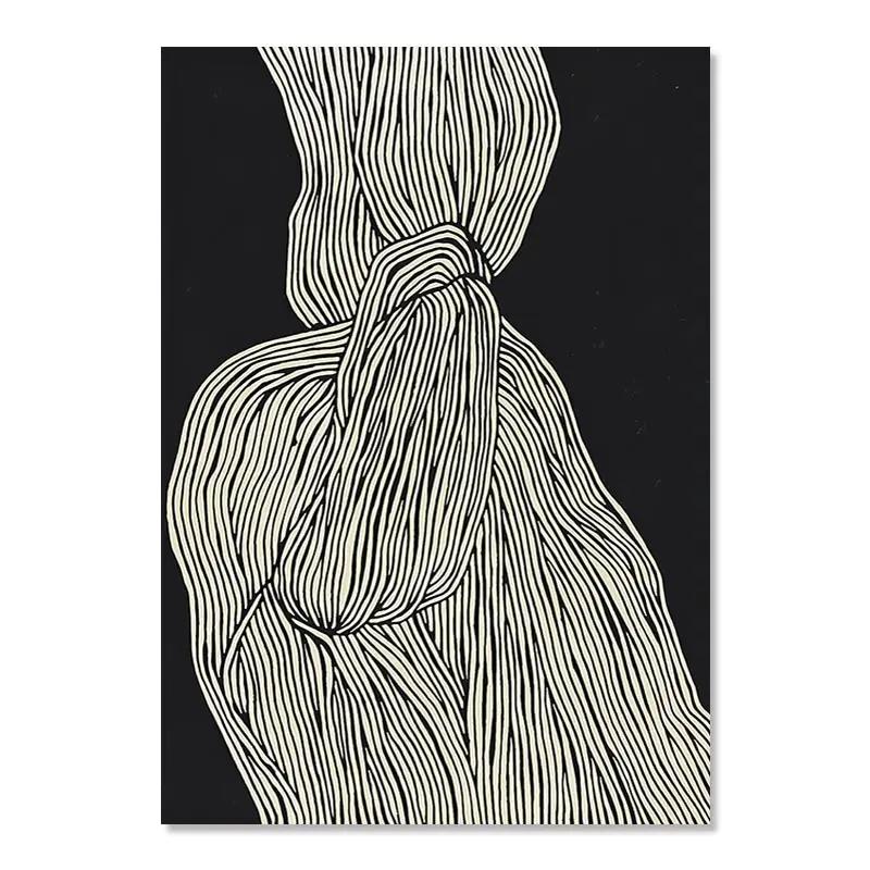 Modern Nordic Abstract Aesthetics Wall Art Pajama Girl Nude Line Curves HD Oil On Canvas Poster Home Bedroom Decoration Gift