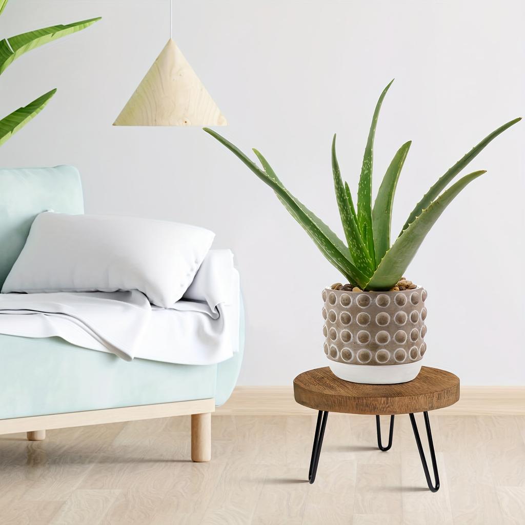 Wooden Plant Stool for Both Indoor,Outdoor Use,Featuring a Mid Century Design Suitable for Modern Plants.This Low,Short Planter Stand Combines Boho