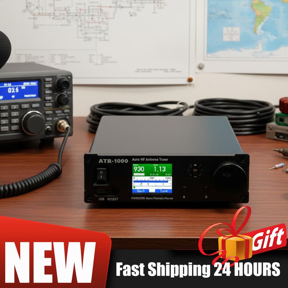 AMNVOLT ATR1000 1000W 1.8-30MHz Automatic Antenna Tuner Lightweight HF Shortwave Radio Tuner Support WiFi 2.4G/Remote Control