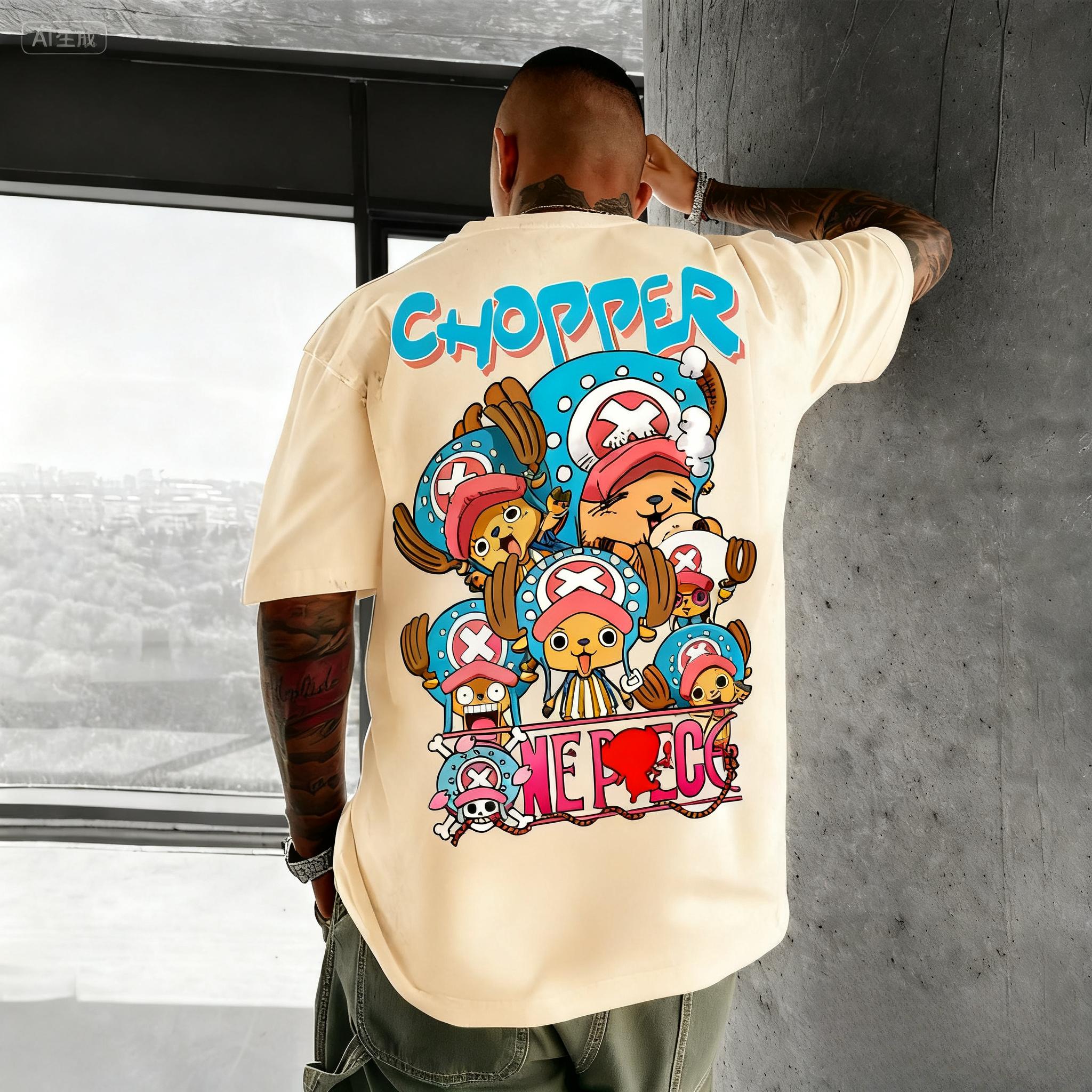 

One Piece Chopper Large Pattern T-shirt 2025 Summer Men s Women s Street Wear Casual Hip Hop Fashion Pure Cotton T-shirt M