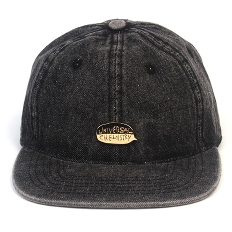 Universal chemistry Washing Black Denim Strapback Cap denim ball Cap
