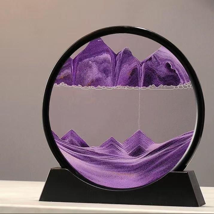 

Luxurious Quicksand Painting Ornament for Home or Office Decor 7-inch Black Frame - Purple