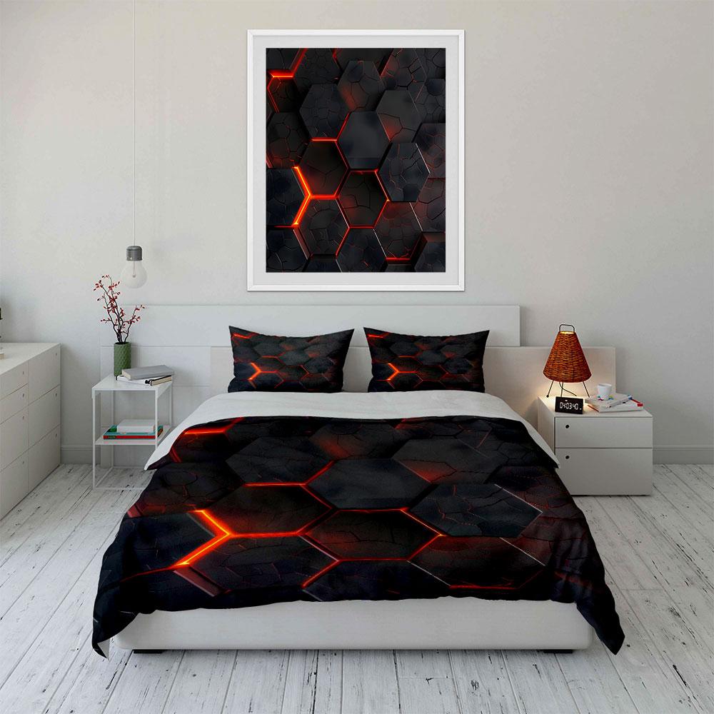 Modern Hexagon Design Set Multiple Sizes Kid'S And Adults' Bedroom Exquisite 3Pc Bedding Set, Gift
