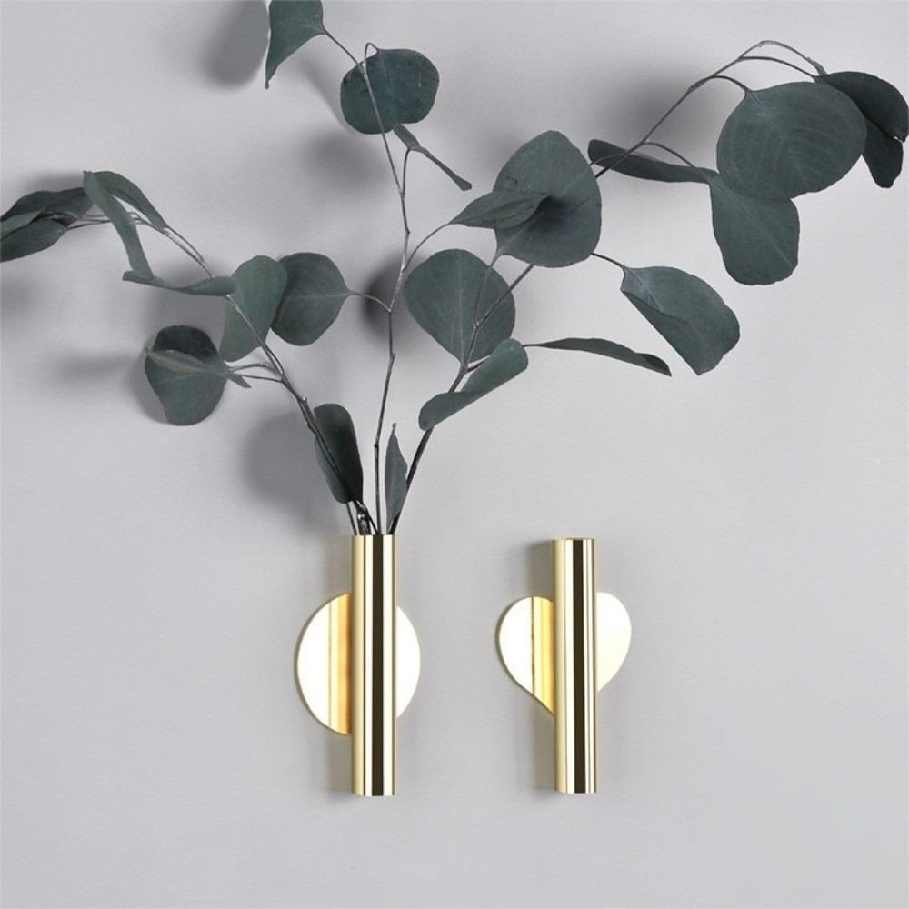 Metal Wall Flower Vase Self Adhesive Hanging Vase Modern Wall Decoration Dining Room