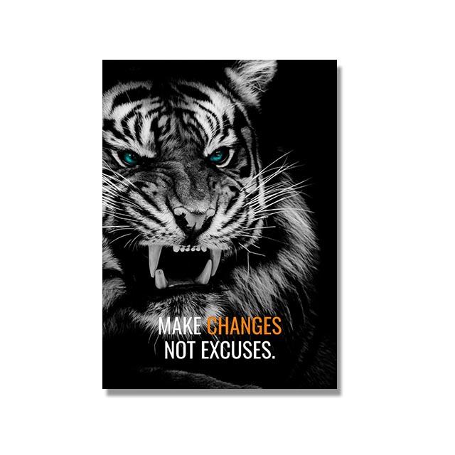 

Мотивирующие цитаты, постер, черно-белые картины на холсте с изображением животных, король лев, тигр, подвесные картины для декора стен гостиной 21x30cm No Framed