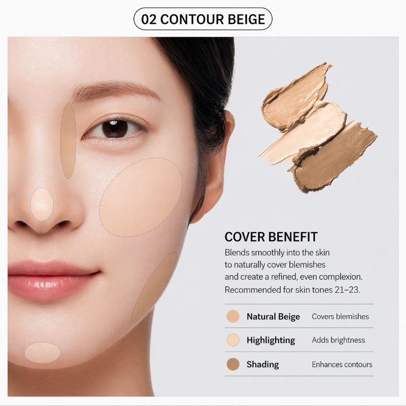 THE SAEM Cover Perfection Triple Pot Concealer 13.5g – 7 Color Correcting Cream Palette for Flawless Coverage & Contouring