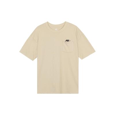 Einfarbiges Taschen-Rundhals-T-Shirt mit lockeren kurzen Ärmeln für Herren, Oberteile, Braun DQ9296-206