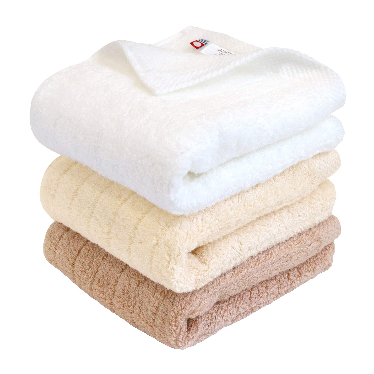 

Imabari Towel Certified Face hiorie Fluffy Rib Assorted 3 Made in Japan with Precious Staple Imabari Cotton Towels, Towels, 3-Piece Set, Colors, 01,