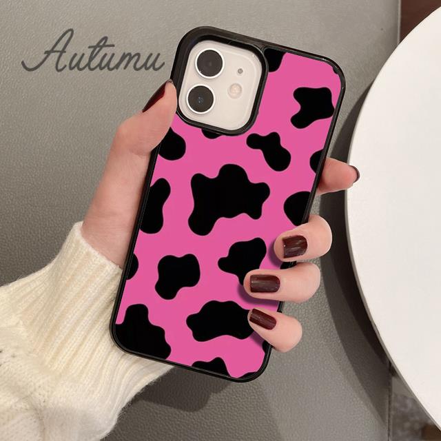 Floral Cow Phone Case for iPhone 11 12 13 14 Pro Max Mini X XR XS SE 2020 5 6S 7 8 Plus Samsung Galaxy S21 S22 Cover Shell