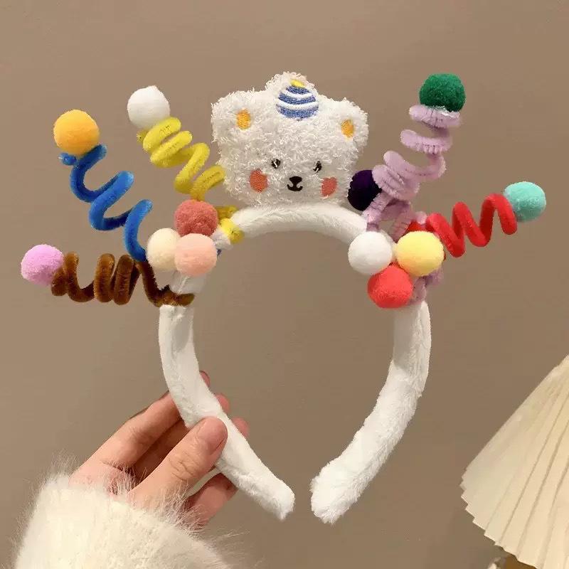 Cartoon Plush Headband: Cute Hair Accessory for Women & Kids, Perfect for Face Washing